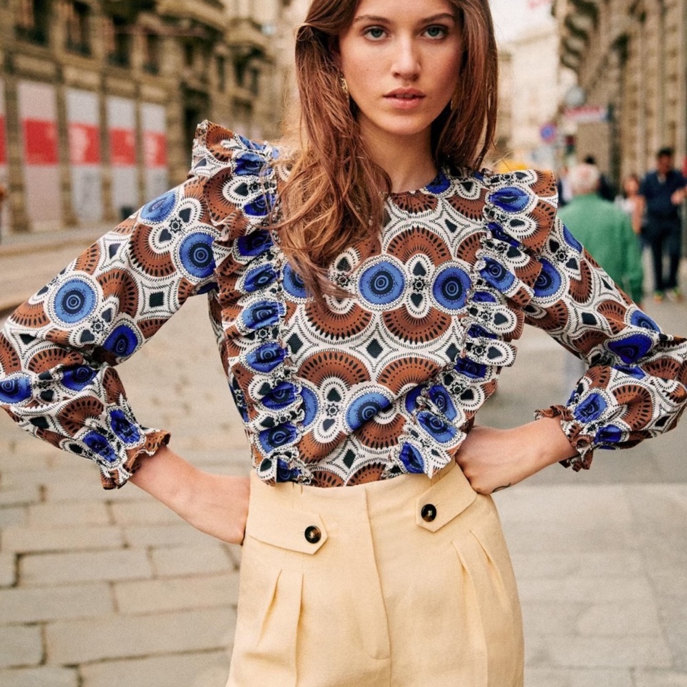 Sézane Philou blouse African Summer Printed